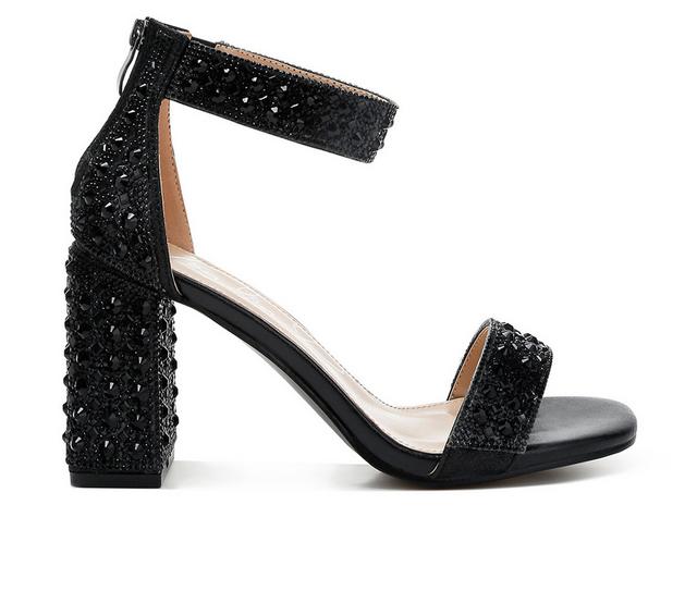 Women's London Rag Cady Rhinestones Dress Sandals in Black color