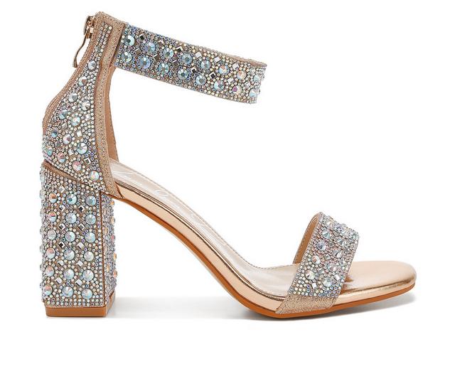 Women's London Rag Cady Rhinestones Dress Sandals in Rose Gold color