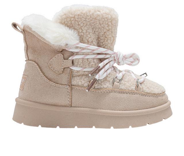 Girls' Bebe Little Kid Brit Winter Boots in Cream color