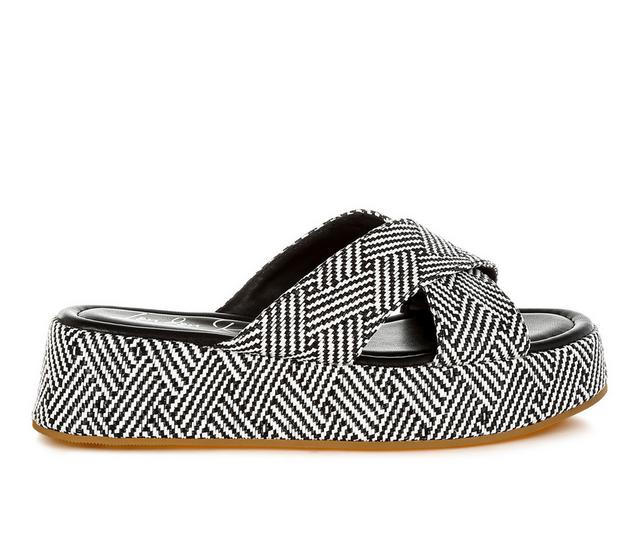 Women's London Rag Modura Footbed Sandals in Black/White color