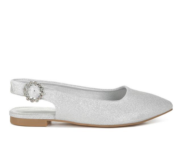 Women's London Rag Giora Flats in Silver color