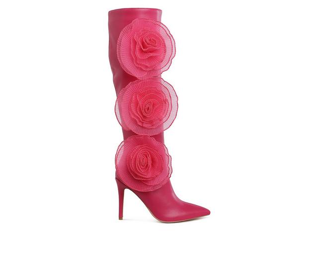 Women's London Rag Chinkara Knee High Boots in Fuschia color