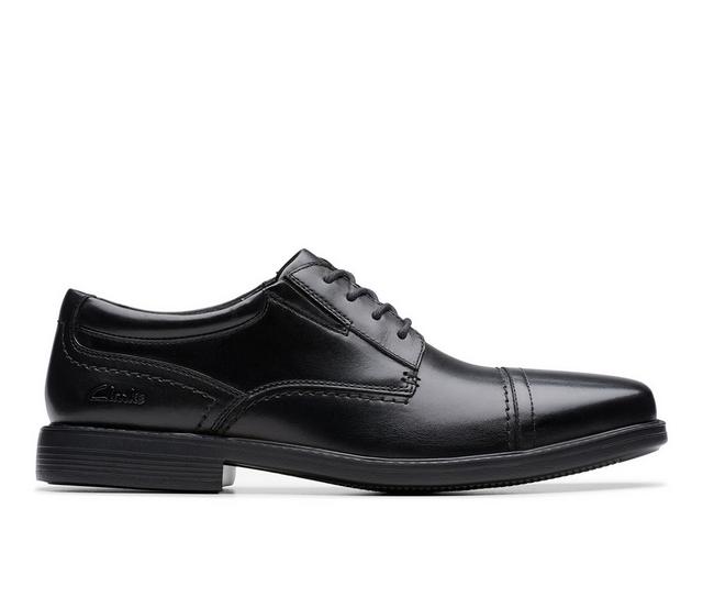 Men's Clarks Dresslite Cap Dress Shoes in Black Leather color