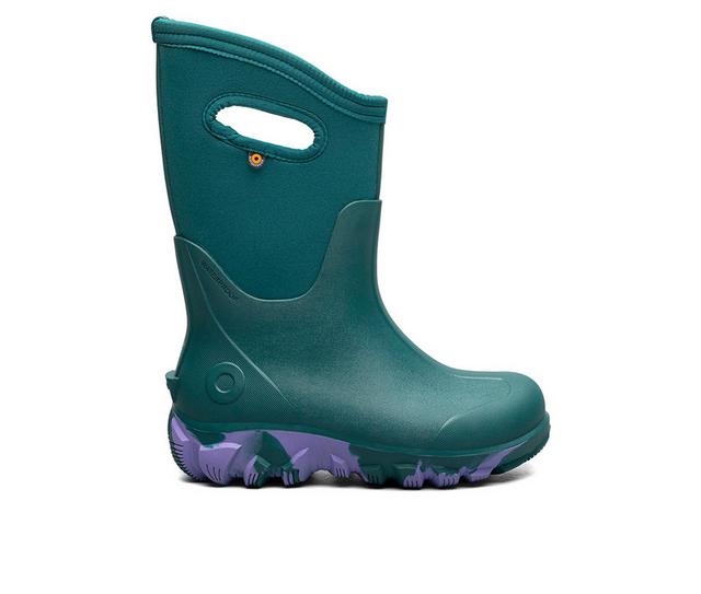 Kids' Bogs Footwear Classic Seamless Marble Rain Boots in Dark Turquoise color