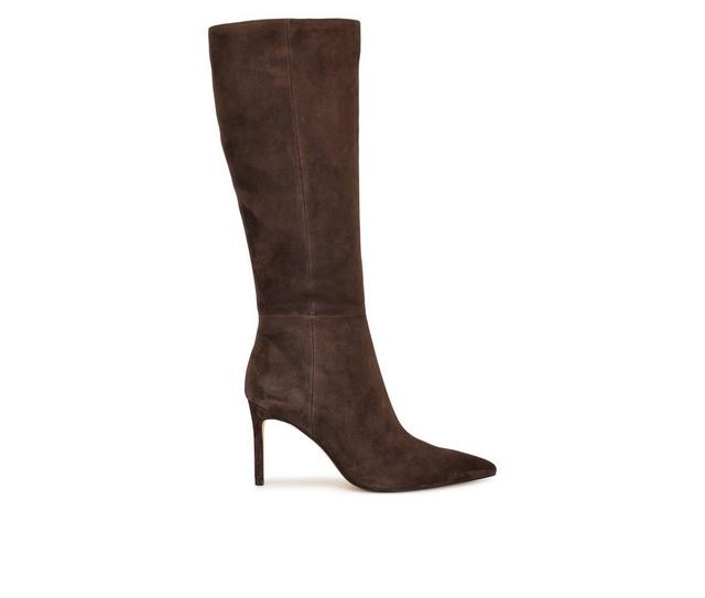 Women's Nine West Cook Knee High Boots in Dark Brown Sue color