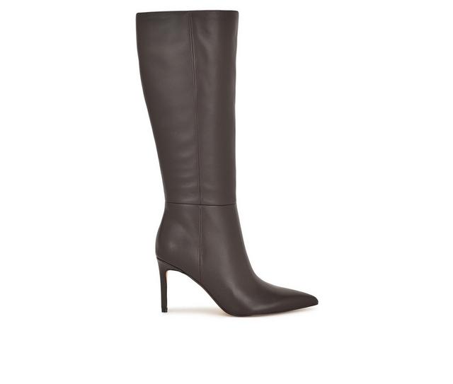 Women's Nine West Cook Knee High Boots in Dark Brown Lea color