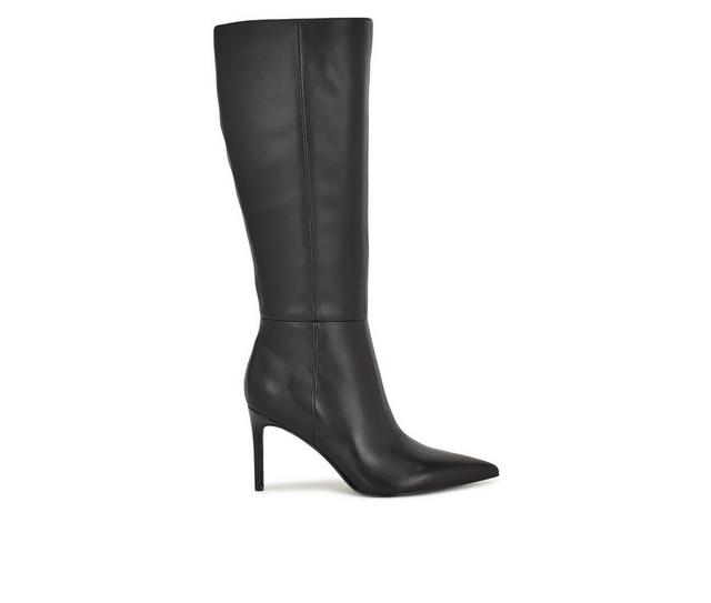 Women's Nine West Cook Wide Calf Knee High Boots in Black Leather color
