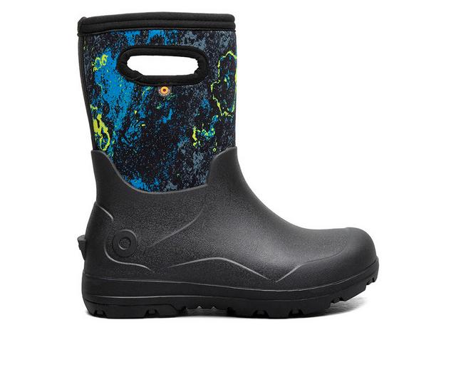 Kids' Bogs Footwear Little Kid & Big Kid Seamless Acid Camo Rain Boots in Black Multi color