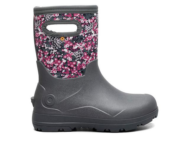 Girls' Bogs Footwear Little Kid & Big Kid  Seamless Floral Rain Boots in Gray Multi color