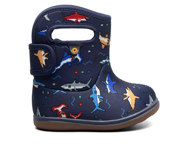 Kids' Bogs Footwear Little Kid & Big Kid Bogg Pixel Shark Rain Boots in Navy Multi color