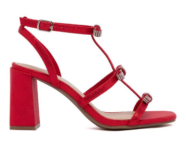 Women's Sugar Gloria Blings Dress Sandals in Red Glimmer color