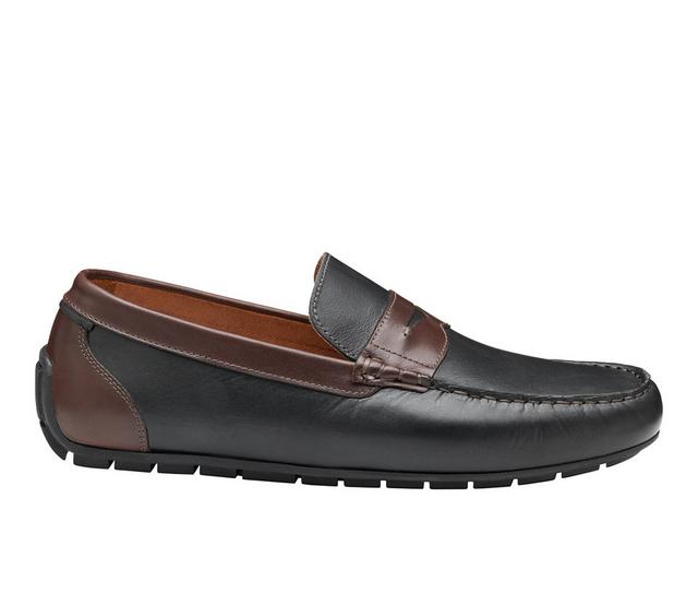 Men's Johnston and Murphy Beck Penny Loafers in Black/Mahogany color
