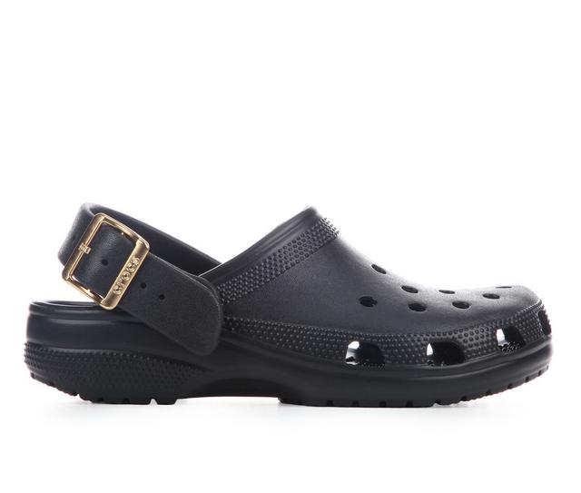 Women's Crocs Classic Metallic Buckle Clog Clogs in Black color