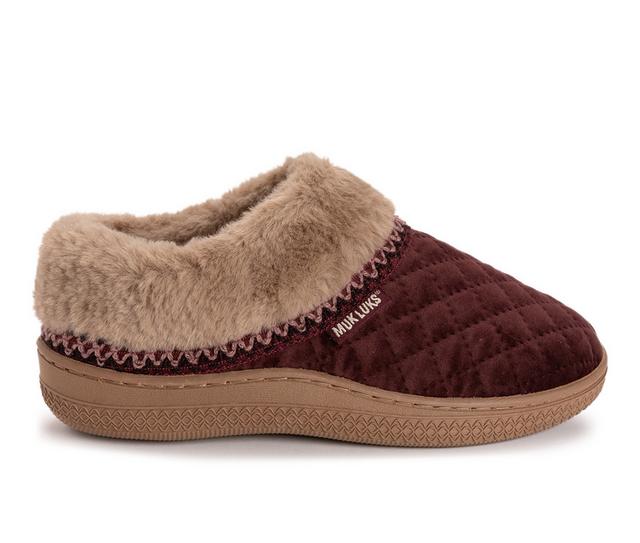 MUK LUKS Charlee Velvet Clog Slippers in Merlot color