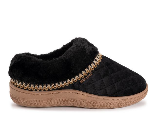 MUK LUKS Charlee Velvet Clog Slippers in Black color
