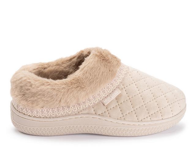 MUK LUKS Charlee Velvet Clog Slippers in Sand color