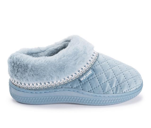 MUK LUKS Charlee Velvet Clog Slippers in Blue Sky color