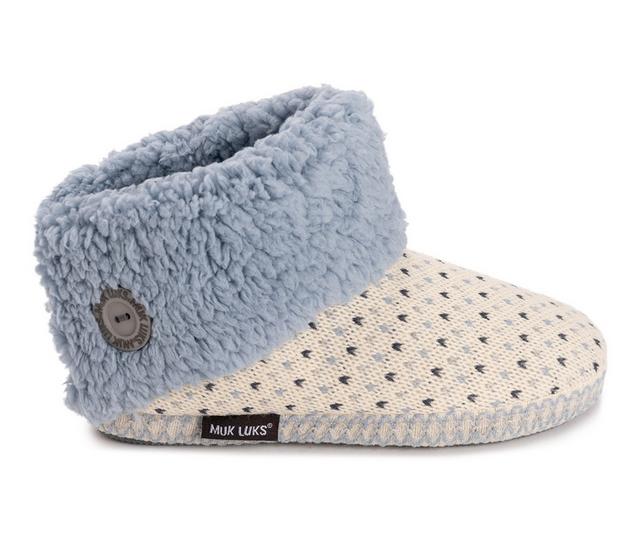 MUK LUKS Melinda Cuff Boot Slippers in Vanilla color