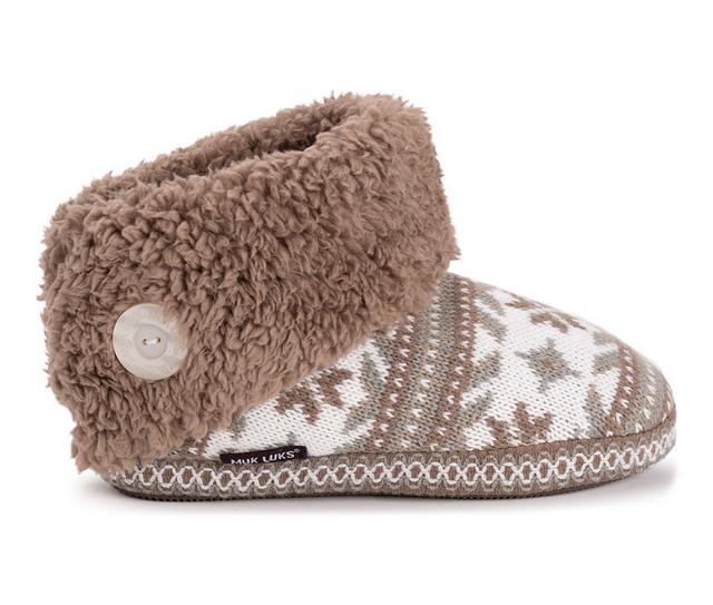 MUK LUKS Melinda Cuff Boot Slippers in Ghost color