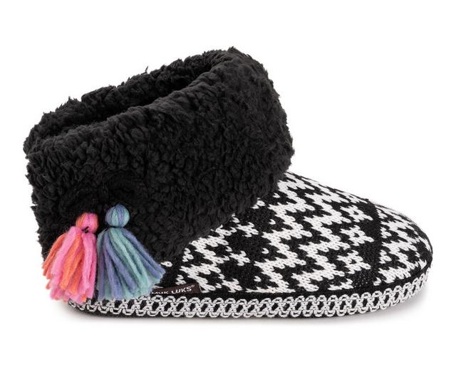 MUK LUKS Melinda Cuff Boot Slippers in Black color