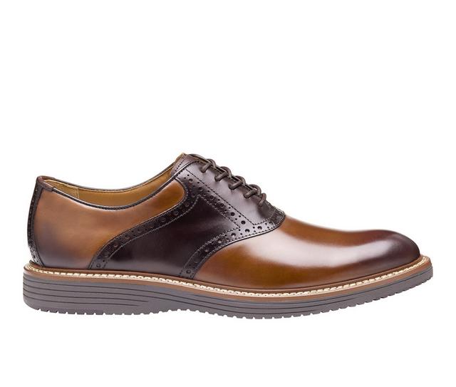 Men's Johnston and Murphy Upton Saddle Oxford in Tan/Mahogany color