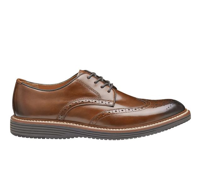 Men's Johnston and Murphy Upton Wingtip Oxford in Tan Hand Fnshed color