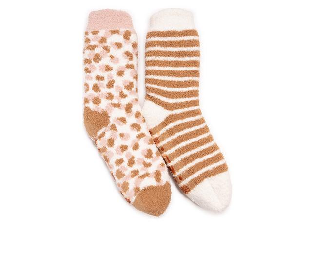 MUK LUKS Cozy Sherpa Lined Cabin Sock Socks in Brown Pink color