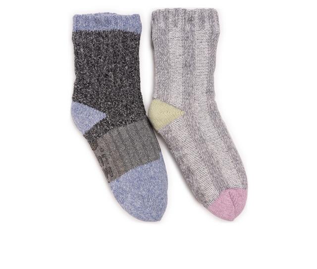 MUK LUKS Color Blocked Sweater Cabin Socks Socks in Purple color