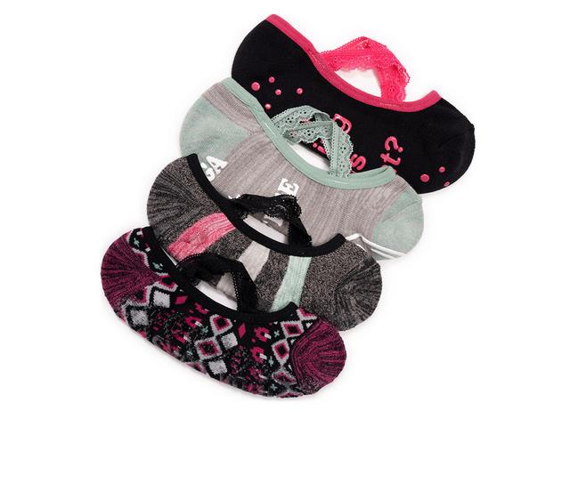 MUK LUKS Criss Cross Ballerina Socks 4pk Socks in Black/Pink color