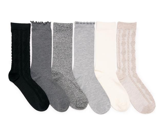 MUK LUKS Whisper Soft 8" Crew Sock Socks in Ebony Pack color