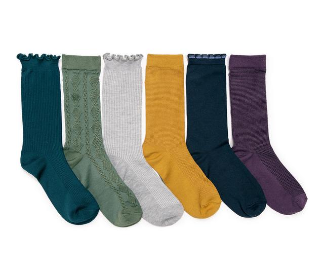 MUK LUKS Whisper Soft 8" Crew Sock Socks in Cool Multi Pack color