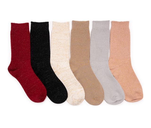 MUK LUKS Microfiber Boot Socks 6 Pack Socks in Lurex/Waffle color