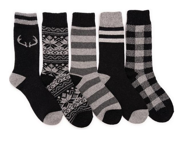 MUK LUKS 5Pk Wool Socks Socks in Ebony Grey color
