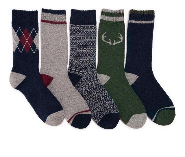 MUK LUKS 5Pk Wool Socks Socks in Navy Multi color