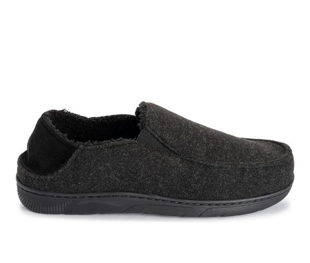 MUK LUKS Owen Full Foot Slippers in Black Heather color