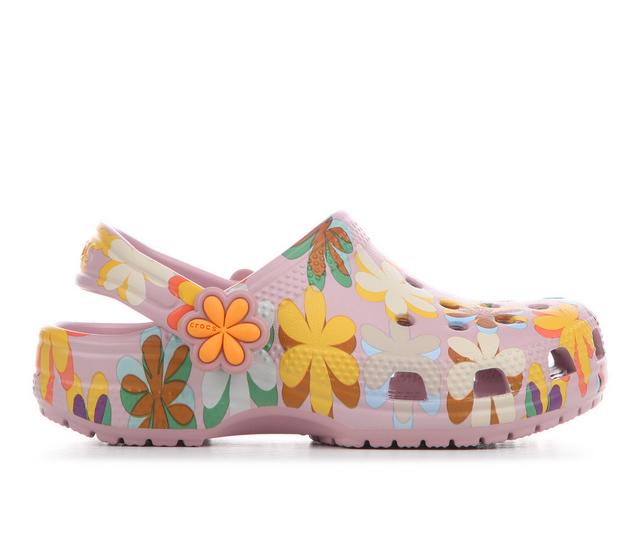 Kids' Crocs Infant Classic Flower Clogs in Mauve/ Multi color