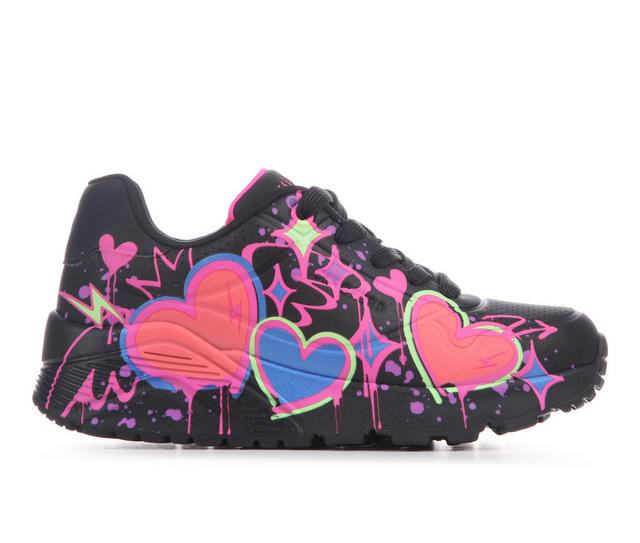 Girls' Skechers Street Little Kid & Big Kid Street Uno Lite Reignheart Sneakers in Black/Neon color
