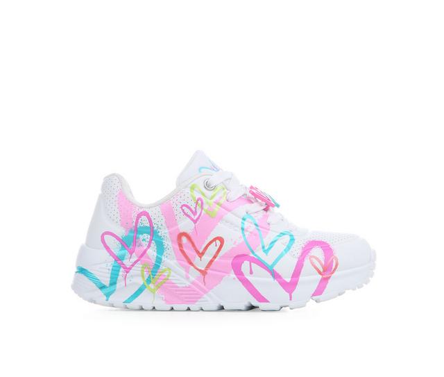 Girls' Skechers Street Uno Lite Flutter Heart Shoes in White/Multi color