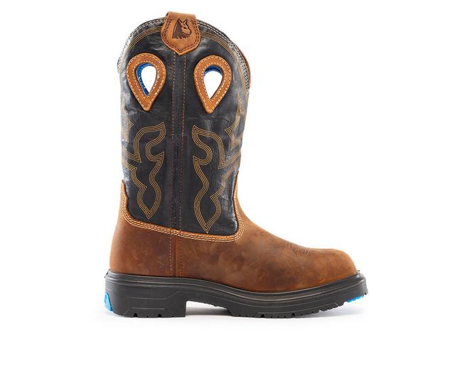 Men's STEEL BLUE Blue Heeler Work Boots in Black/Brown color