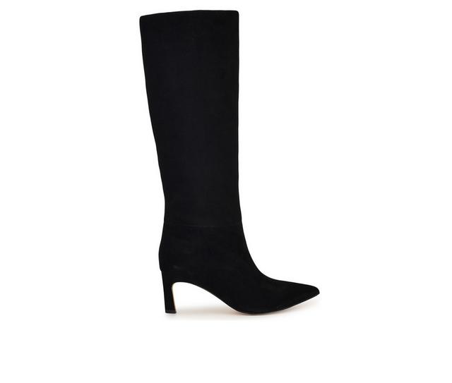 Women's Nine West Lorthey Wide Calf Boot Knee High Boots in Black Suede color