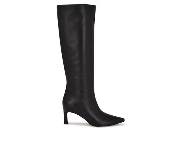 Women's Nine West Lorthey Wide Calf Boot Knee High Boots in Black Leather color