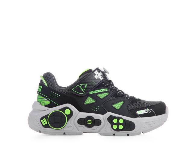 Boys' Skechers Little Kid & Big Kid Gametronix Running Shoes in Black/Lime color