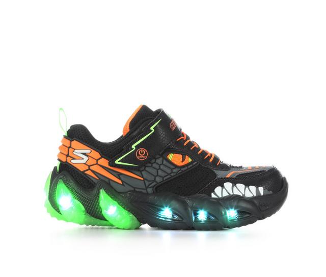 Kids' Skechers Little Kid & Big Kid Skech-O-Saurus 3 Light-Up Shoes in Black/Lime/Org color