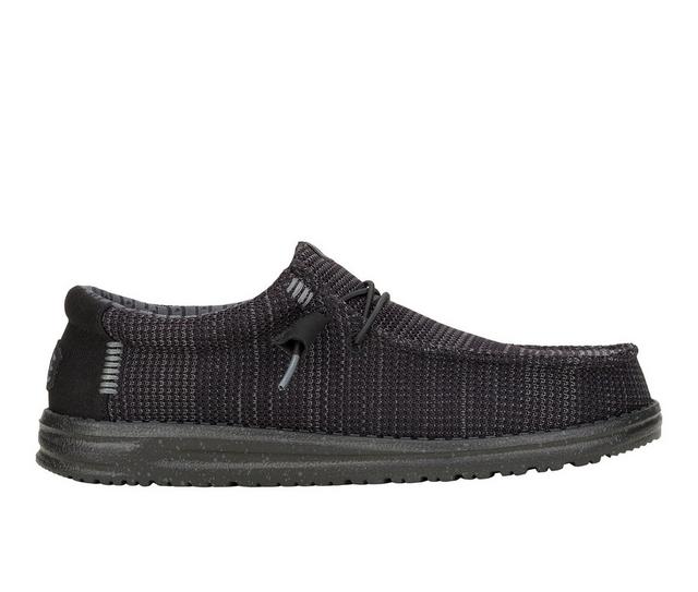 Men's HEYDUDE Walley Stretch Sox Wide Casual Shoes in Black color