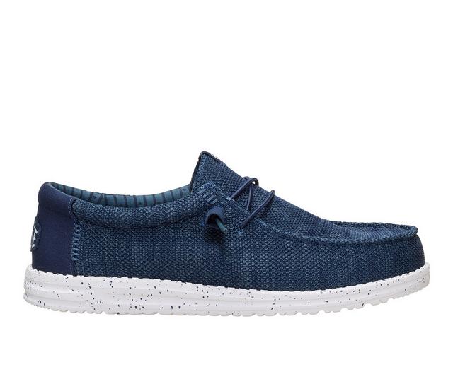 Men's HEYDUDE Walley Stretch Sox Wide Casual Shoes in Navy color