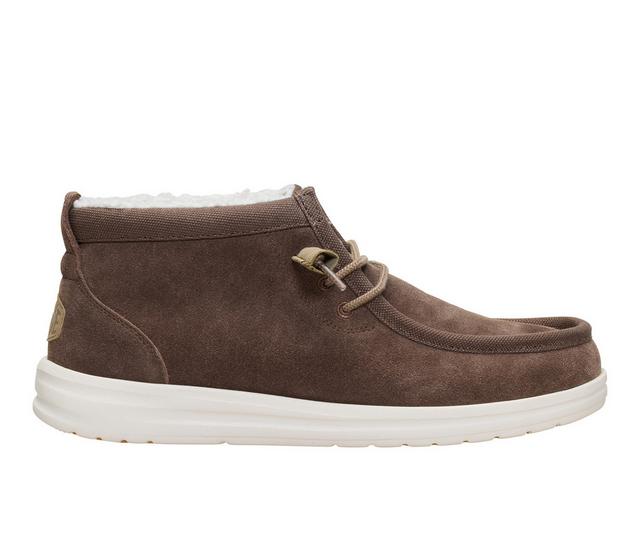 Men's HEYDUDE Wally Mid GripR Warmth Casual Shoes in Chocolate color