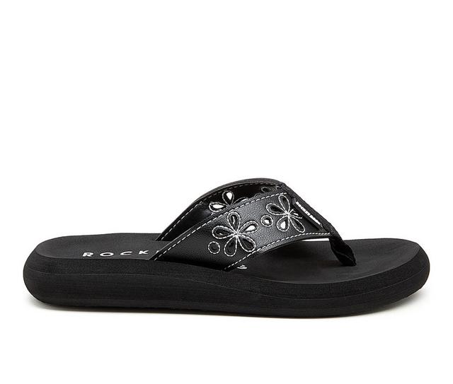 Women's Rocket Dog Sunset Flip-Flops in Black Stitch color