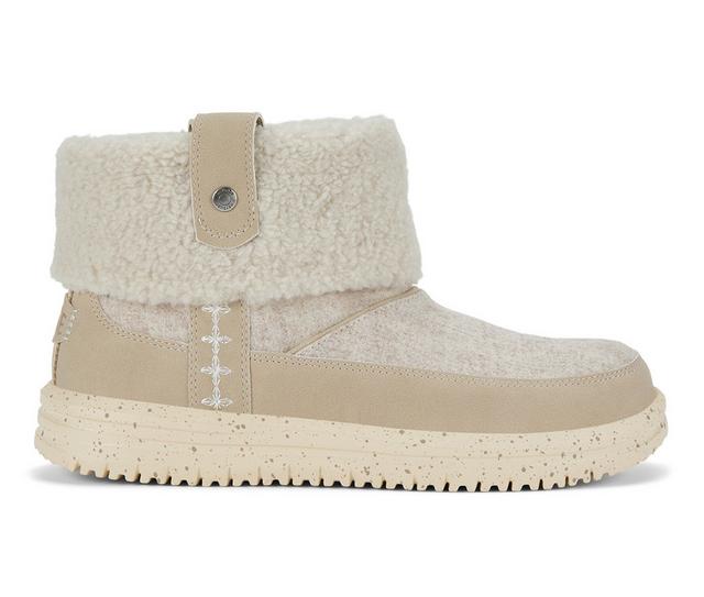 Women's HEYDUDE Camden Cuff Wool Cozy Booties in Tan color