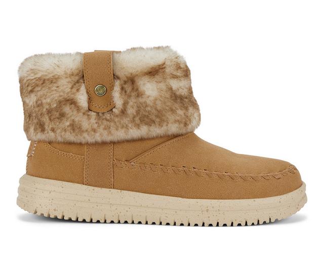 Women's HEYDUDE Camden Cuff Classic Cozy Booties in Cognac color