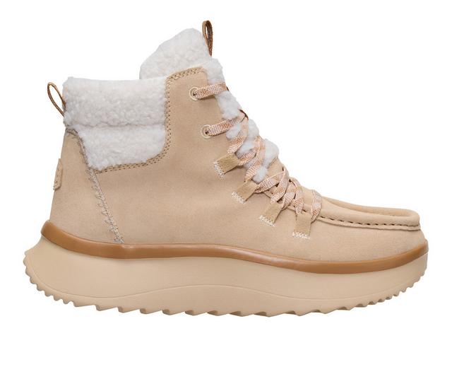 Women's HEYDUDE Wendy Peak Apres Suede CozStit Booties in Tan color